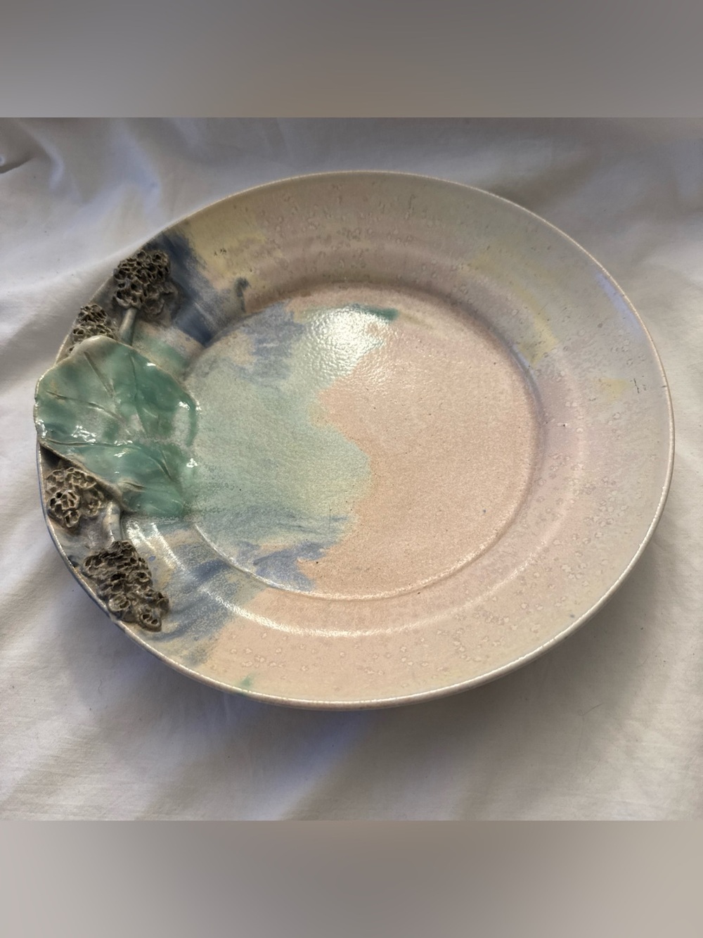 Ceramic Bowl Nature Pastel Signed By Artist “Lee”